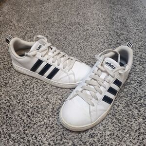 adidas White Sneakers with Black Stripes